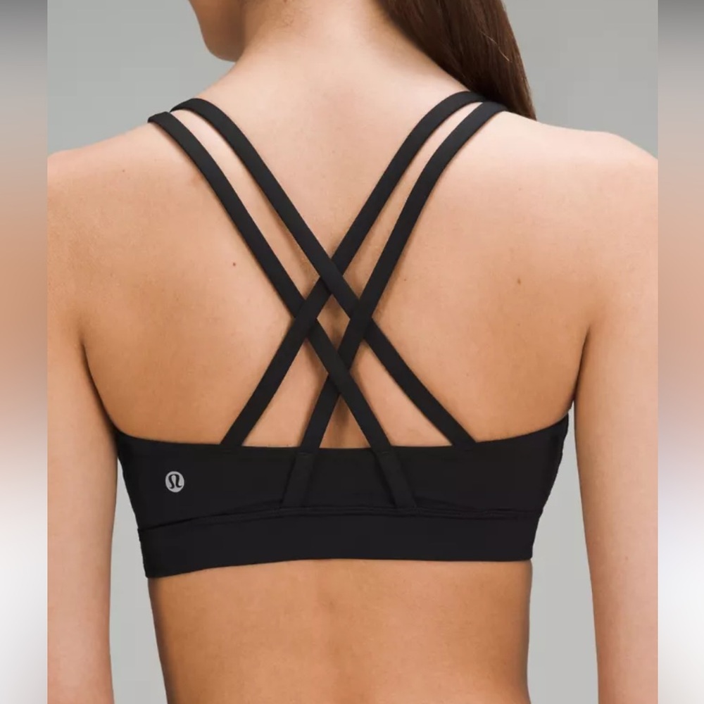 Lululemon Energy Black Strappy Sports Bra Athleisure Athletic 4